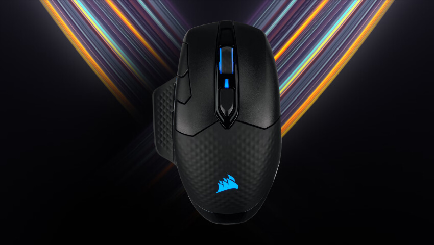 Corsair Dark Core RGB Pro Se gaming mouse used by team falcon