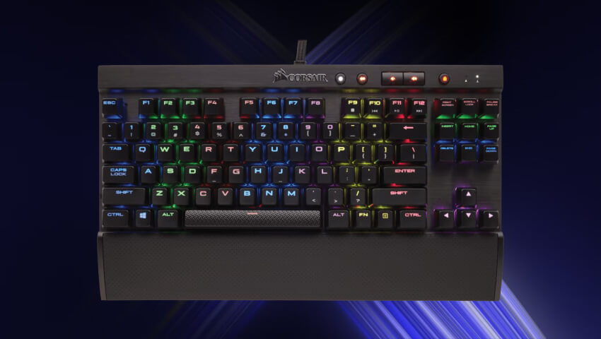 Corsair K65 TKL gaming keyboard used by team karmine corp in esports world cup finals